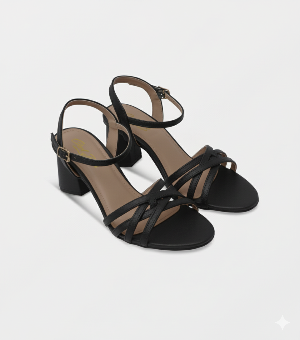 Elegant Tan Strappy Block Heel Premium Sandals