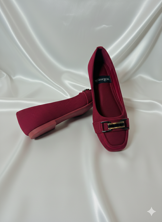Deep Red Loafer-Style Flats for Effortless Elegance.