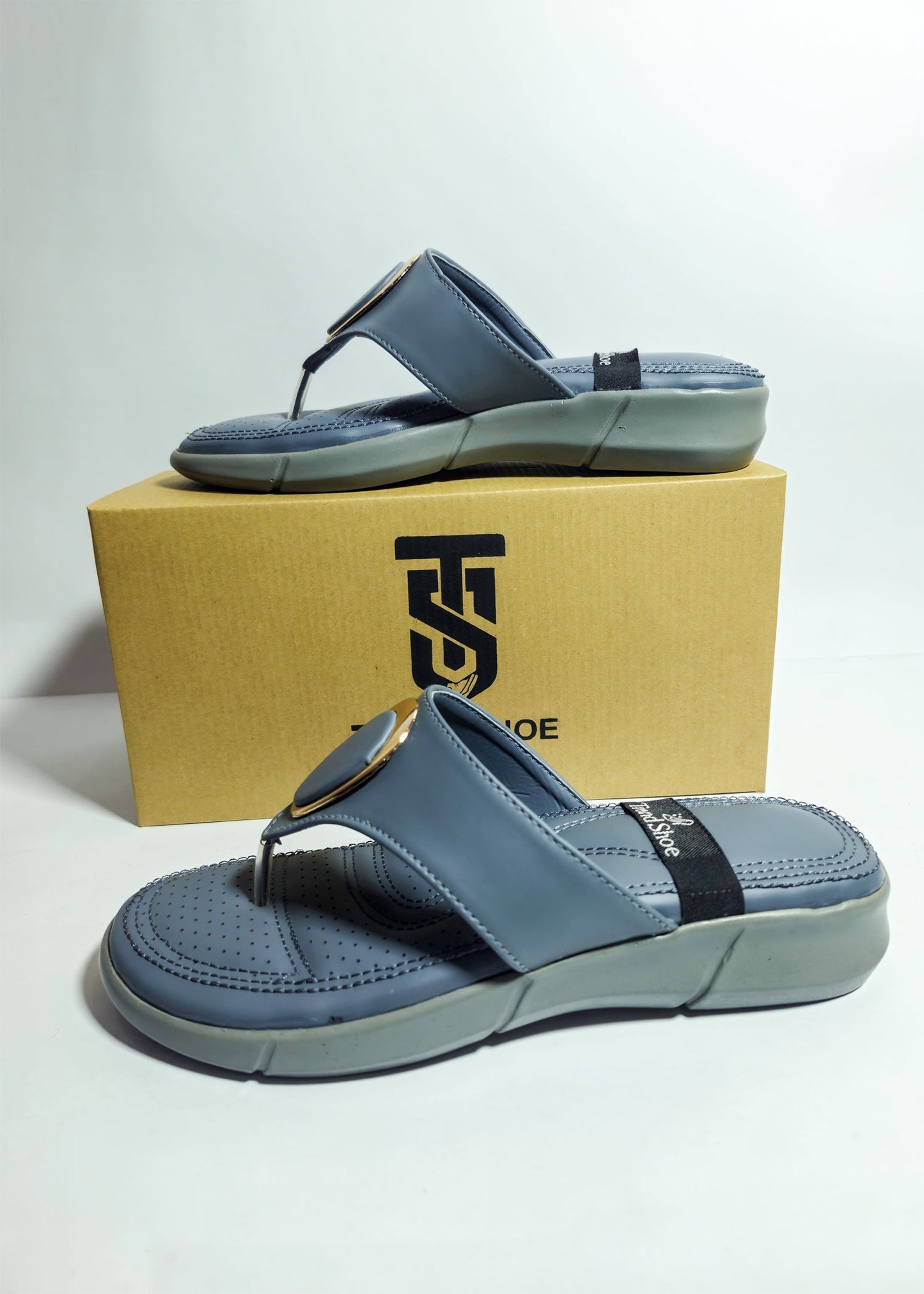 Glam Walk – Stylish Slip-On Chappals with Golden Detail