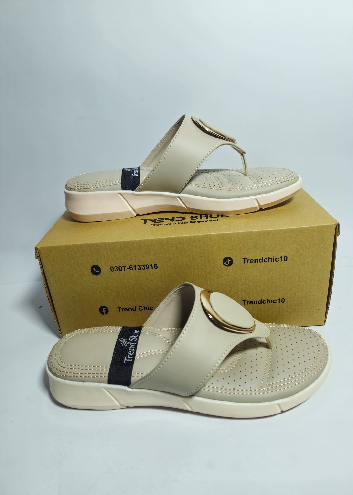 Glam Walk – Stylish Slip-On Chappals with Golden Detail