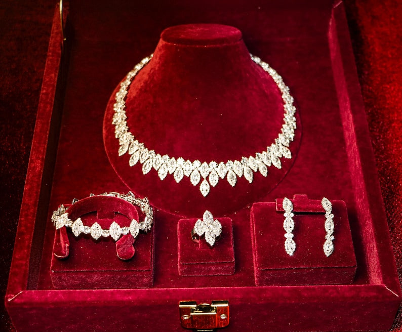 A Dazzling Marquise-Cut Diamond Jewelry Set