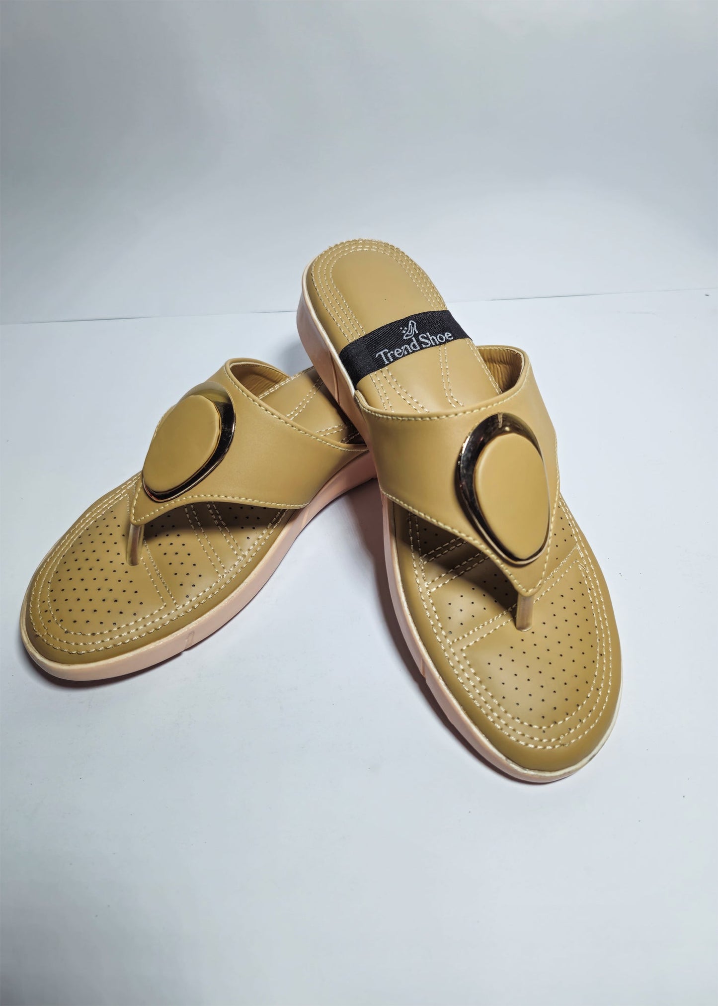 Glam Walk – Stylish Slip-On Chappals with Golden Detail
