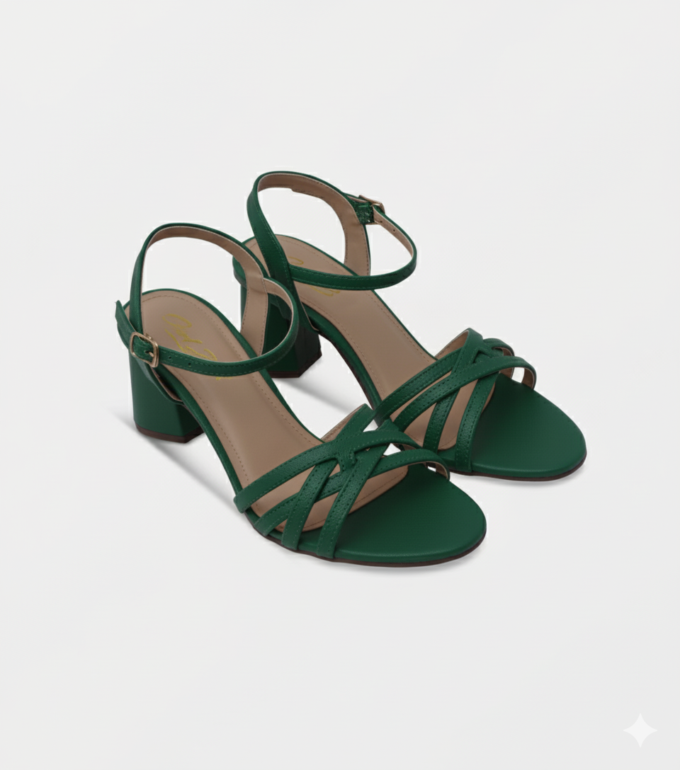 Elegant Tan Strappy Block Heel Premium Sandals