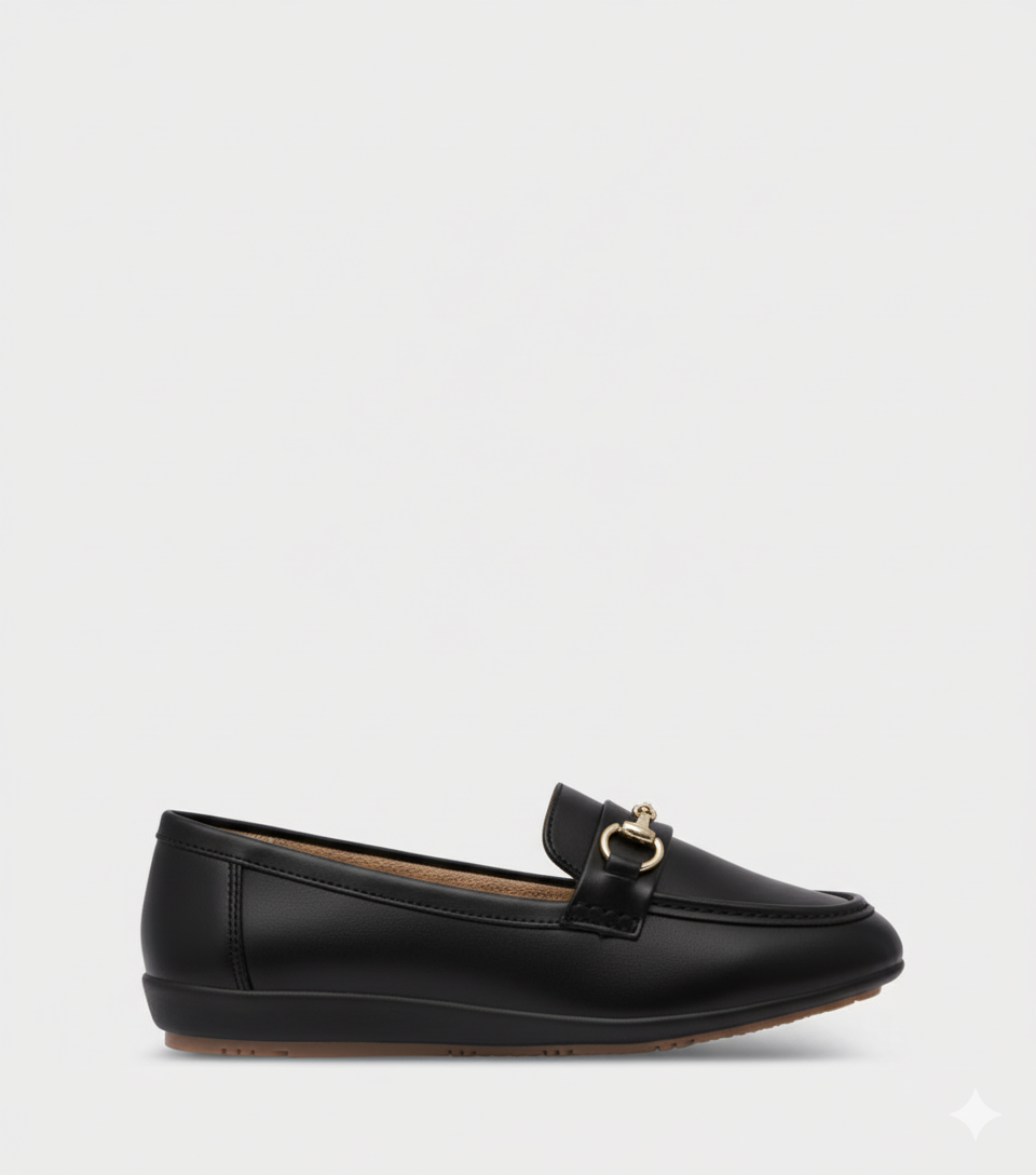 Elegant Loafers for Girls with Gold Buckle Detail