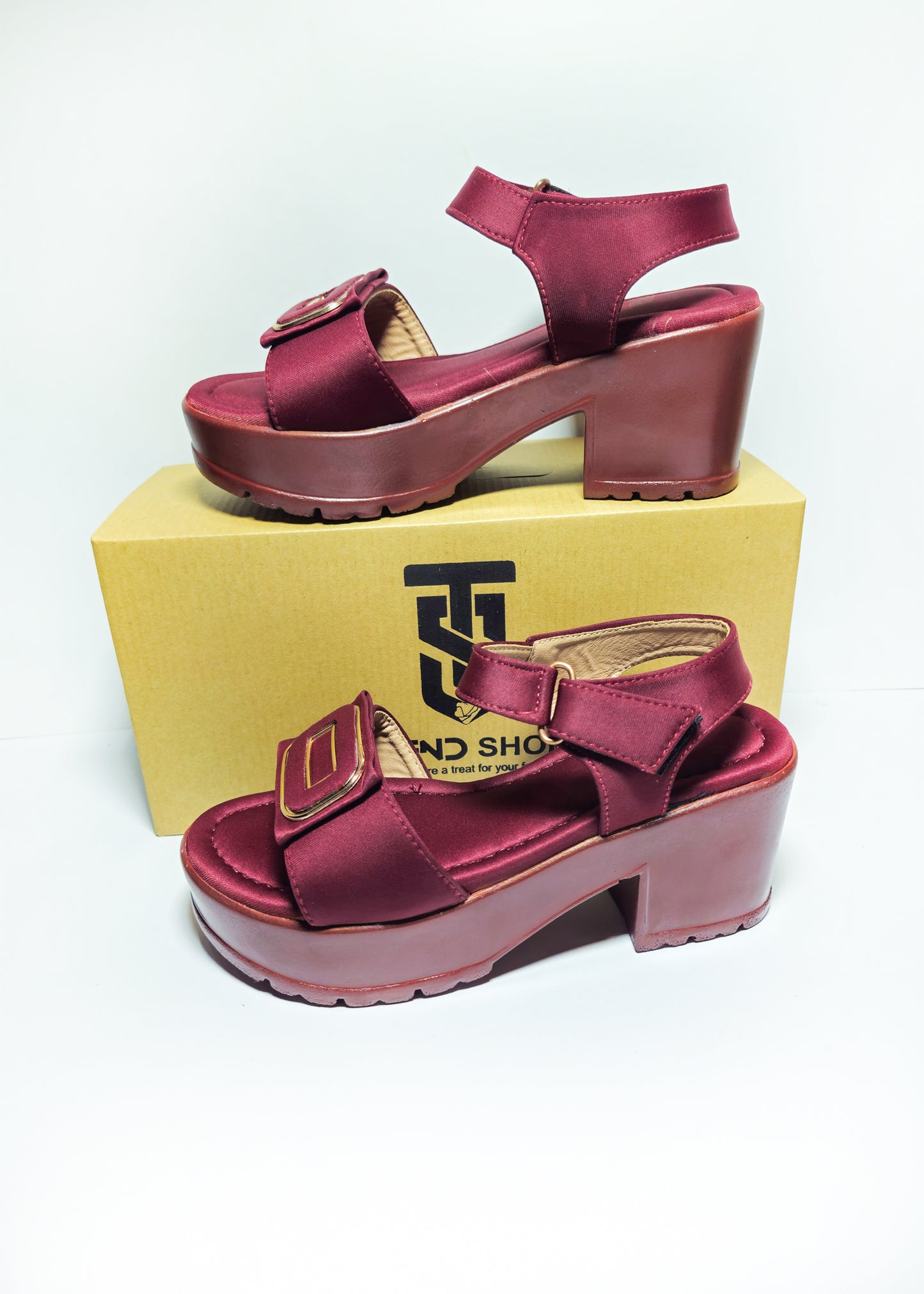 Chic Black Platform Sandals with Gold Buckle Detail