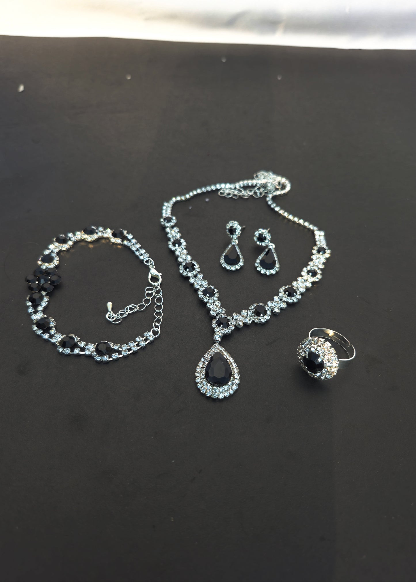 Black Elegant Ruby & Crystal Zircon Diamond Jewelry Set