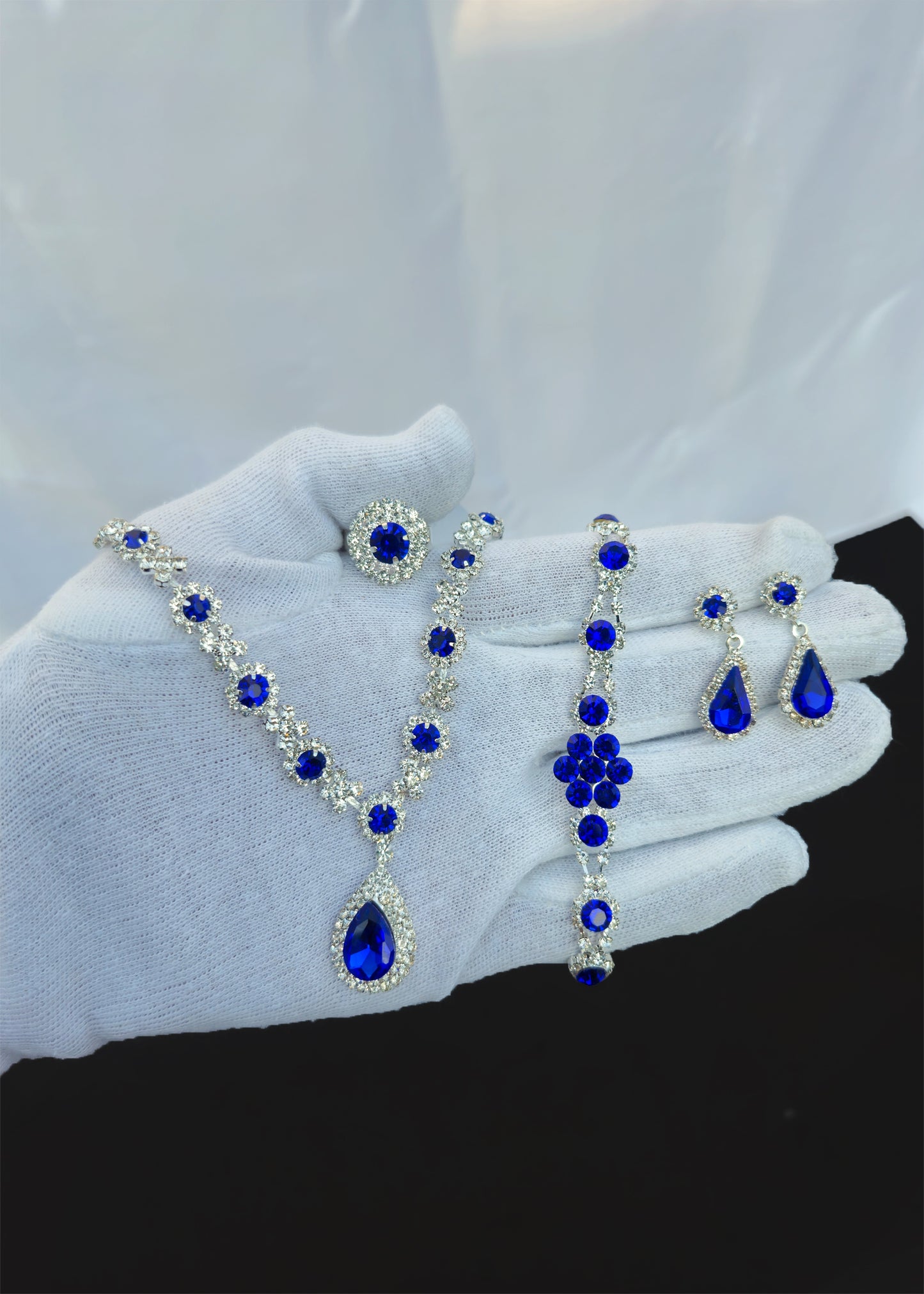Blue Elegant Ruby & Crystal Zircon Diamond Jewelry Set
