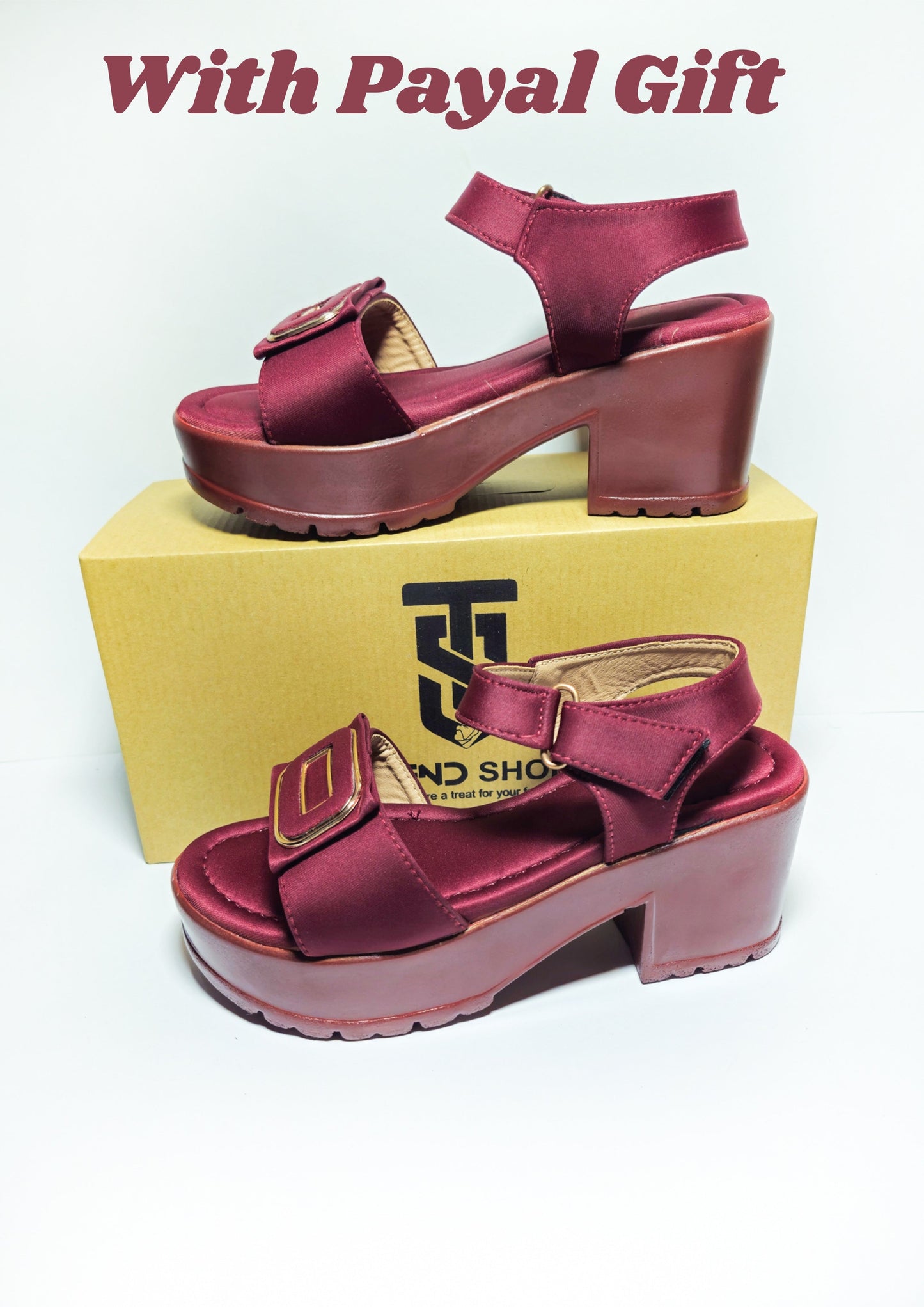 Trendy Bed Sole Heel Sandals for Women PO Sole Red