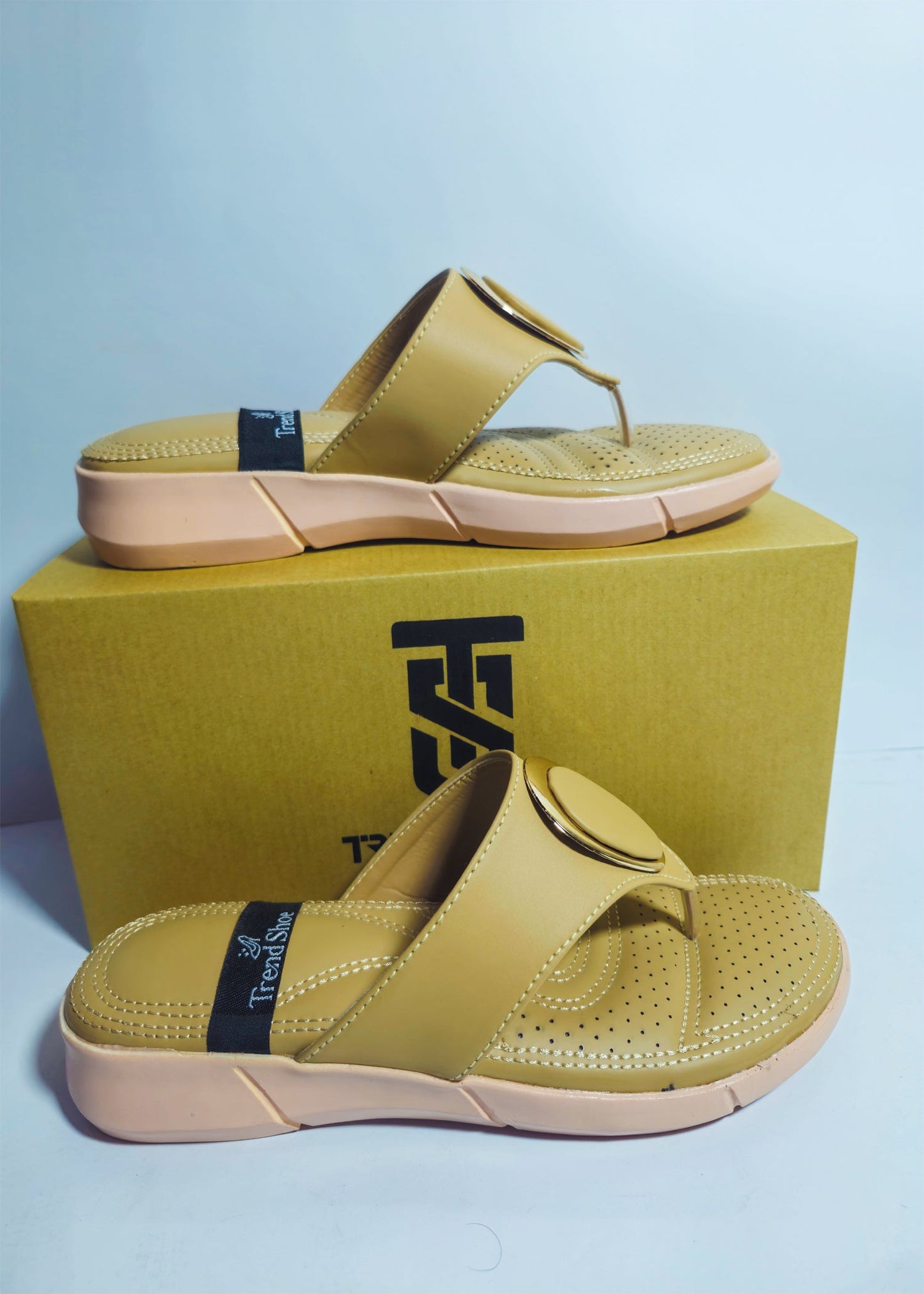 Glam Walk – Stylish Slip-On Chappals with Golden Detail