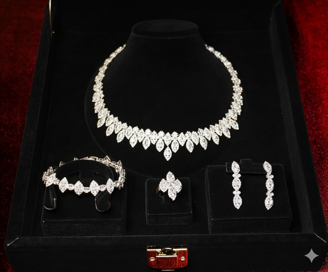 A Dazzling Marquise-Cut Diamond Jewelry Set
